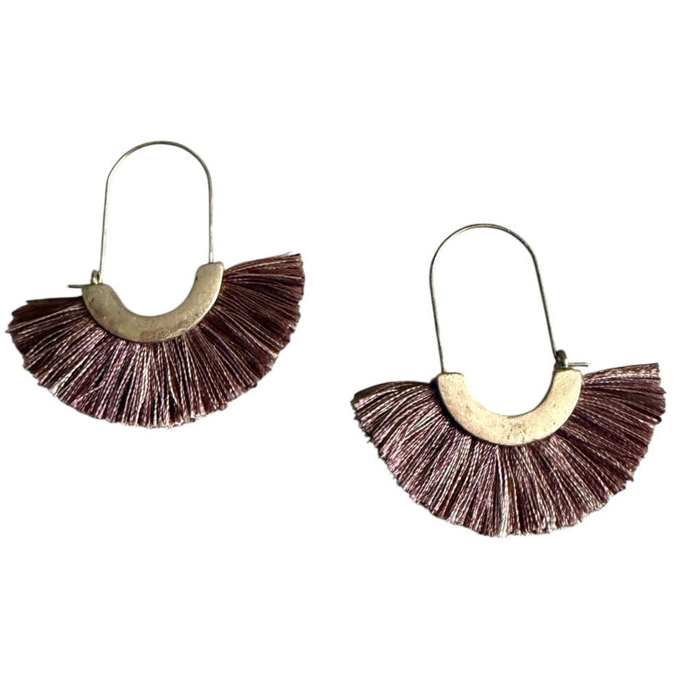 Dusty Rose Fringe Gold Tone Earrings